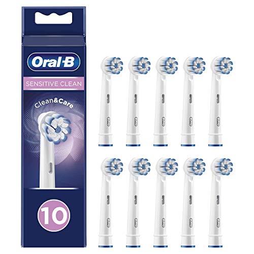 Oral-B Sensitive Clean Cabezales de Recambio Tamaño Buzón, Pack de 10 Recambios Originales con tecnología CleanMaximiser para Cepillos de Dientes Eléctricos, Protección de Encías