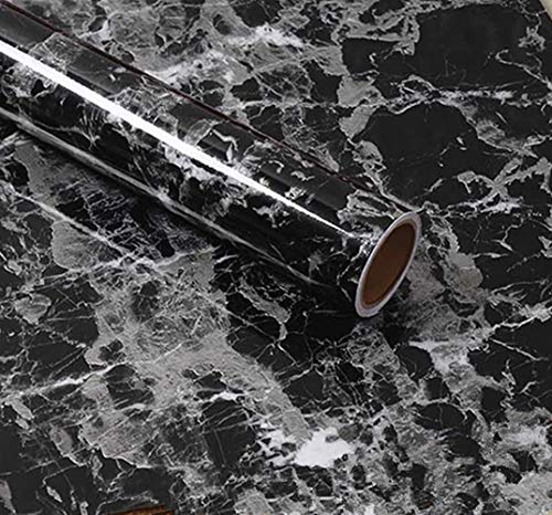 Papel adhesivo de mármol negro de 60 cm x 200 cm para papel pintado de granito, papel de vinilo para cocina, baño, encimera de muebles, mármol adhesivo en la parte trasera del rollo de plástico Papel adhesivo de mármol negro de 60 cm x 200 cm para papel pintado de granito, papel de vinilo para cocina, baño, encimera de muebles, mármol adhesivo en la parte trasera del rollo de plástico