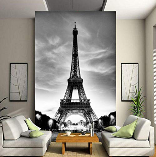Papeles Pintados De Pared Torre Eiffel Clásica Negra Imagen 3D Murales Personalizados Papel Tapiz 3D Estéreo Foto Pintura Mural Sala De Estar Dormitorio 250X175Cm