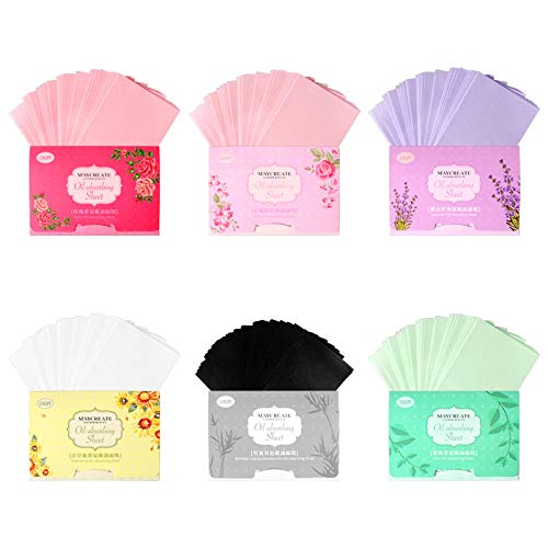 Papeles secantes para la cara 6 paquetes de hojas absorbentes de aceite Papeles secantes para mujer Maquillaje para gimnasio, deporte, todos los días