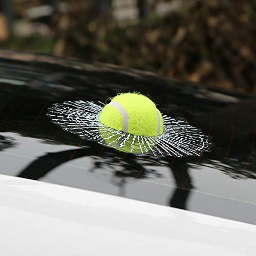 Pegatina de cristal para ventana de coche, diseño de broma en 3D con bola de cristal roto, accesorios de decoración de coche (tenis verde)