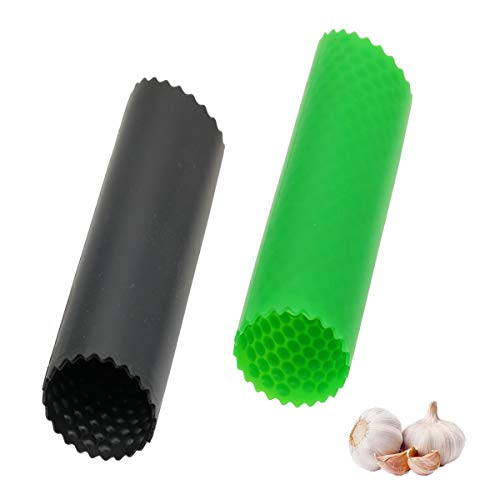 Pelador de Ajos,2 Piezas Manual Pelador de Silicona Fácil Utiles de Cocina Útil Utensilios Accesorios Fácil de Pelar Ajo Gadgets de Cocina Mantenga Sus Manos Libres de Olores Negro/Verde