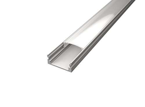 Perfil de de aluminio blanco, modelo TL1205 - Barras de 2 m para tiras de LED con tapa mate o transparente (remates y ganchos de montaje incluidos) cover opaca