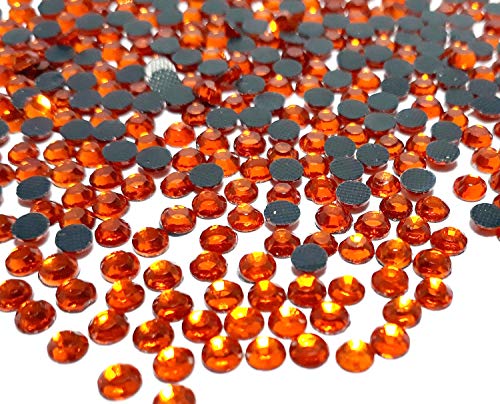 Perlin Hotfix SS20 - 1440 piedras de cristal redondas de 5 mm, piedras preciosas de 4,4 a 5 mm, para ropa, vestido, zapatos, bolso, decoración (naranja)