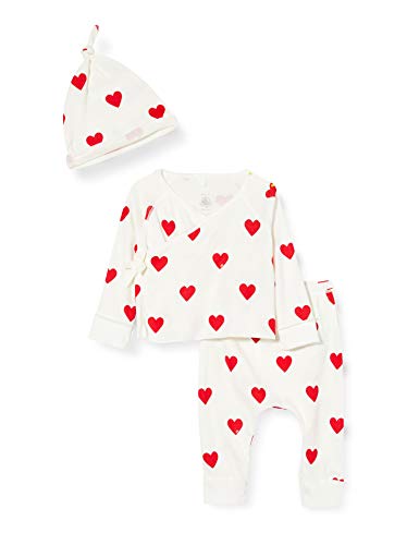 Petit Bateau - Conjunto de Regalo de Corazones Rojos para bebé niña en el Lado Marshmallow/Terkuit 9 Mes