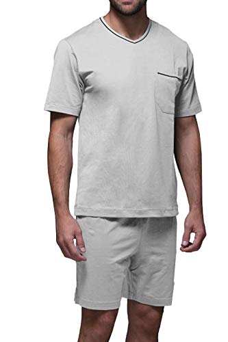 Pijama Corto de Algodón Giza- ZD ZeroDefects- Máxima Comodidad- Color Gris Perla - Talla 52