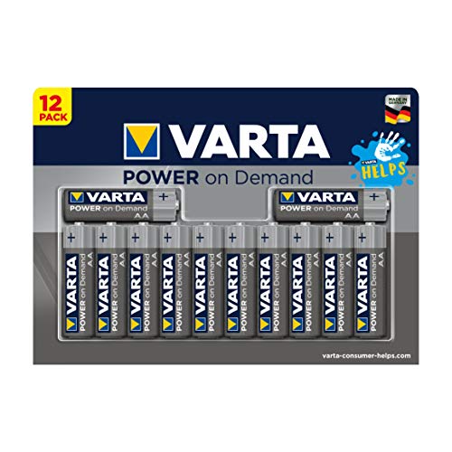 Pilas Varta Power on Demand AA Mignon (paquete de reserva de 12 unidades en un embalaje ecológico - inteligente, flexible y potente - porejemplo, accesorios de ordenador, aparatos domésticos inteligen