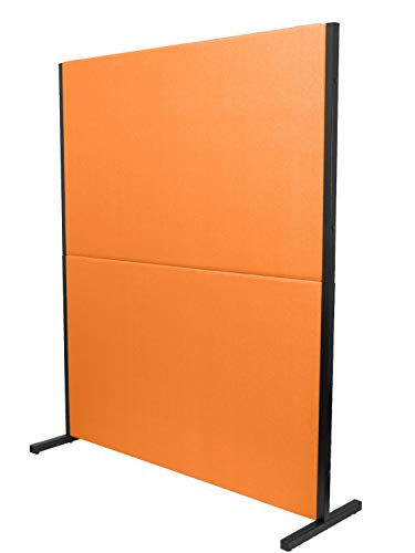 PIQUERAS Y CRESPO Modelo Valdeganga - Biombo separador para oficinas y centros de trabajo, desmontable y con estructura de color negro - Tapizado en tejido BALI color naranja