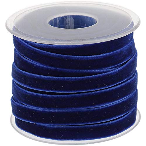 POFET Rollo de cinta de terciopelo de 10 mm de ancho para decoración de manualidades, color azul POFET Rollo de cinta de terciopelo de 10 mm de ancho para decoración de manualidades, color azul