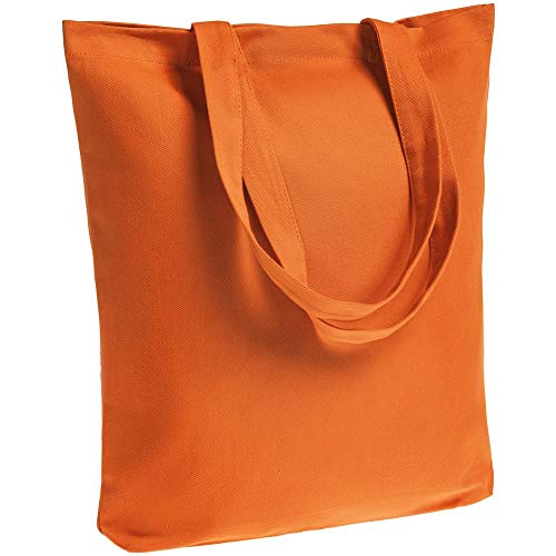 POLHIM - Bolsa de tela 100% algodón biodegradable, lavable, reutilizable, con asas largas de 48 cm, para ropa, artesanía, medidas 38 x 42 cm, densidad 220 gr/m2 (Naranja)