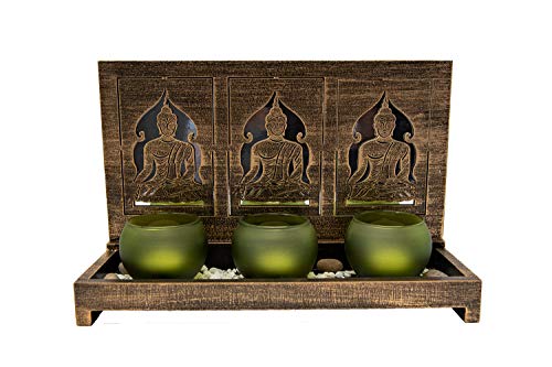 Portavelas de Buda con 3 velas de té, portavelas, decoración de mesa, salón, 29 cm