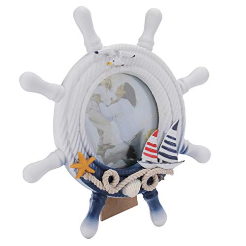 PRETYZOOM - Marco de fotos de madera para colgar en la pared con estrellas y barcos marítimos (13 cm) PRETYZOOM - Marco de fotos de madera para colgar en la pared con estrellas y barcos marítimos (13 cm)