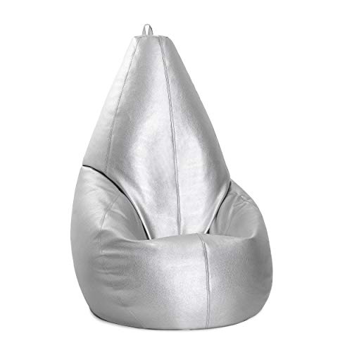 Puff Pera XL auténtico de Polipiel | Interior o Exterior | Fabricado a Mano 100% en España (Plata) Puff Pera XL auténtico de Polipiel | Interior o Exterior | Fabricado a Mano 100% en España (Plata)
