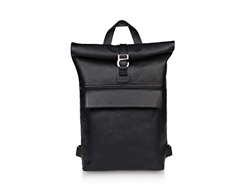 PURE Leather Studio Mochila roll-top de cuero POLIS - Piel auténtica para mujer y hombre 16-20 L I Mochila enrollable para ordenador portátil hasta 16" negra PURE Leather Studio Mochila roll-top de cuero POLIS - Piel auténtica para mujer y hombre 16-20 L I Mochila enrollable para ordenador portátil hasta 16" negra