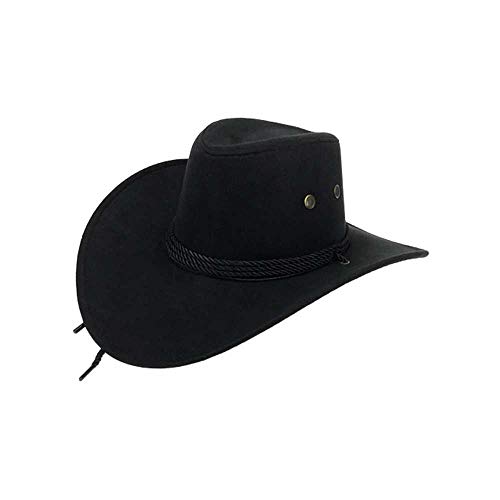 QIANG - Sombrero de vaquero de ante para exterior, para caballos, de piel sintética, con ala grande Negro Negro ( 6 7/8 / 7 1/8