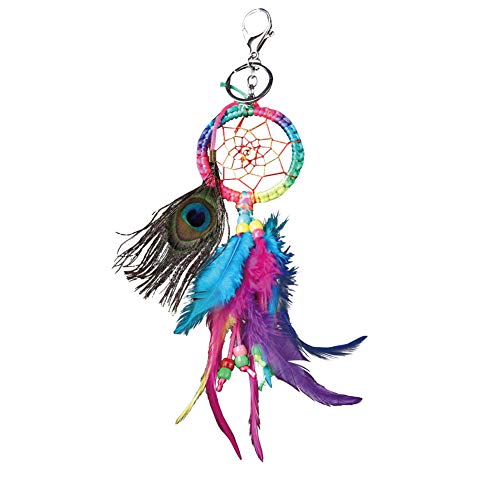 QPMZ Llavero colorido de plumas de pavo real atrapasueños bolsa decoración colgante coche pluma colgante