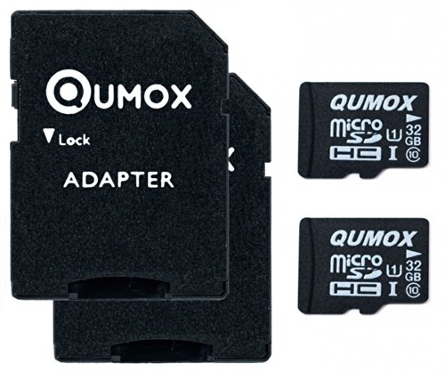 QUMOX 2 x 32GB Tarjeta Micro SD de Memoria de Clase 10 UHS-I, Velocidad de Escribir 15 MB/s, Velocidad de Lectura hasta 70 MB/s