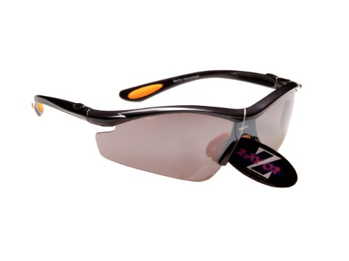 Rayzor Profesional Ligero UV400 Gun Metal Gris Deportes Wrap Cricket Gafas de Sol, con una antideslumbrante Lente Ahumado con Espejo.