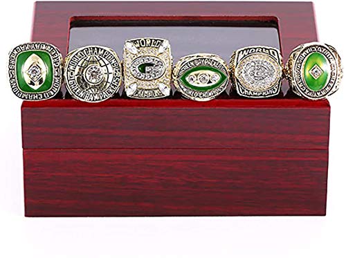 Réplica de anillo de campeonato de Packers 2010, Retro 6 piezas Super Bowl Ring de campeonato conjunto para ventiladores Colección Regalo Mantelimiento Mantelimiento 14#