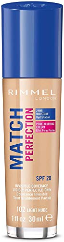 Rimmel London Match Perfection Foundation Base de Maquillaje Tono 102 Light Nude - 30 ml