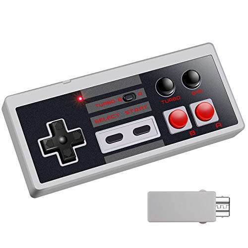Ryhpez - Controlador inalámbrico para NES Classic – Gamapad Recargable con Receptor Turbo Switch, Compatible con Nintendo NES Classic Mini Edition Gaming System Joystick