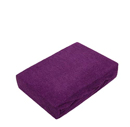 Sábana bajera de rizo, con goma en el borde, disponible en diferentes tamaños y colores, algodón rizado, morado, 180 - 200 x 200 cm Sábana bajera de rizo, con goma en el borde, disponible en diferentes tamaños y colores, algodón rizado, morado, 180 - 200 x 200 cm