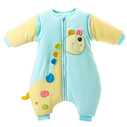 Saco de dormir para bebé con patas, forro cálido, de algodón, desmontable, con pies Azul3.5tog azul 12-24 meses
