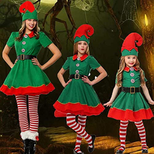 Santa Claus traje de terciopelo súper s adultos Sant Hombres Mujeres Niñas Niños s traje de Santa Claus duende verde de Cosplay Familia s Fiesta de Año Nuevo vestido de lujo juego de ropa for Santa Cl