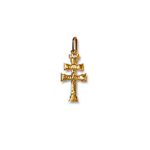 Sebaoth Cruz de Caravaca Oro de Ley 18 Kilates 750ml - Tamaño 1,7 cm. Laminadas grabadas a Mano y bendecidas - Grosor Fino 0,5mm