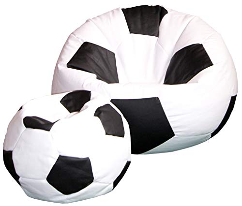 Set 2 puf, puf, pouff, bagfootball de frijoles, fútbol 100 cm XXL + reposapiés de 40 cm