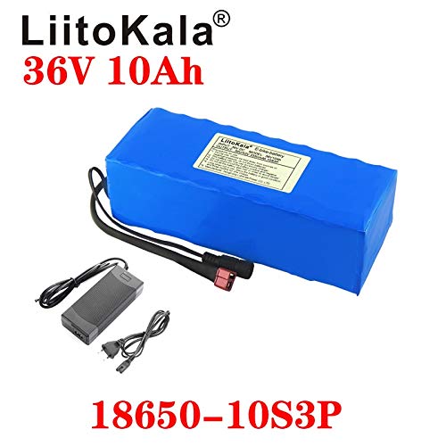 SHUGJAN LiitoKala 36 v 10Ah 10S3P 18650 batería recargable, Bicicletas modificados, Vehículo eléctrico cargador de batería de Li-lon + 36V cargador 2A Accesorios de bricolaje herramientas de reparació