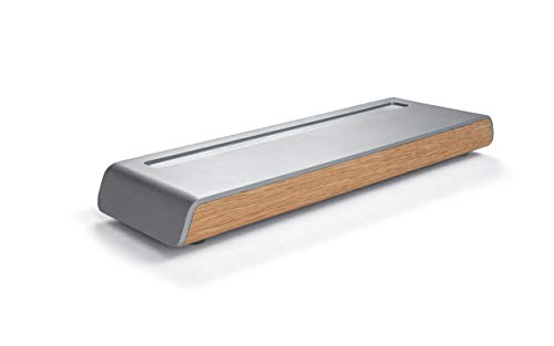 SIGEL SA401 Bandeja porta-lápices, aspecto metálico y madera, acrílico con fieltro, 24 x 7.5 x 2.25 cm