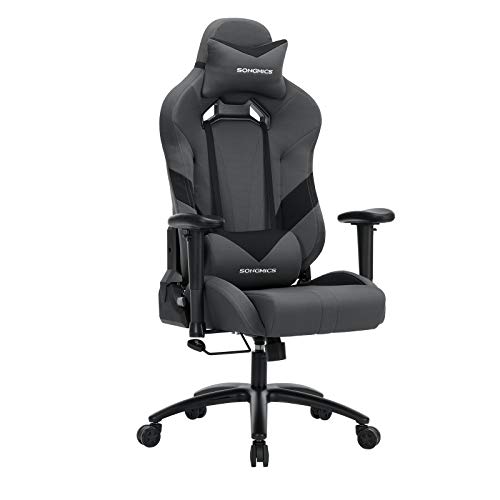 SONGMICS Racing Silla de Escritorio para Gamers, Silla de Oficina con reposacabezas y cojín Lumbar, Apoyabrazos Ajustables, Respaldo inclinar 150 Grados, Diseño de la ergonomía, Gris-Negro RCG13G SONGMICS Racing Silla de Escritorio para Gamers, Silla de Oficina con reposacabezas y cojín Lumbar, Apoyabrazos Ajustables, Respaldo inclinar 150 Grados, Diseño de la ergonomía, Gris-Negro RCG13G