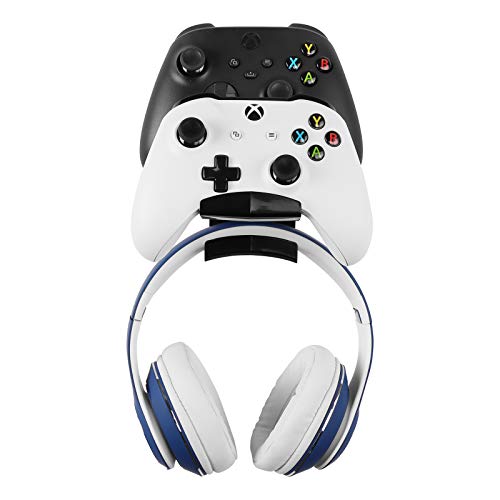Soporte de pie sin tornillos para mando de gamepad y auriculares, soporte de pared diseñado para auriculares Bluetooth gaming, Xbox One, PS4, PS5, Dualshock, interruptor, PC, serie de acero