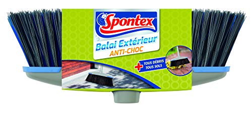 Spontex - Cabezal de escoba exterior compatible con todos los mangos de fibra de doble acción, ultrarresistente, bordes antigolpes, 1 unidad