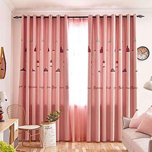 SUHETI Cortina opaca moderna para ventana de salón azul dormitorio cortinas para niños cortinas inclinadas Rideau Enfant cortina rosa, 400 cm de ancho x 250 cm de alto