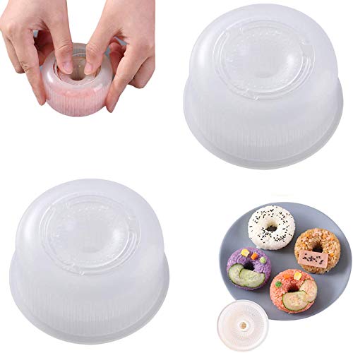 Sushi Donut Shape Maker Rice Ball Mould 2pcs, Non-Stick Sushi Maker Press Onigiri Mold, BPA Free Home DIY Kids Rice Bento Sushi Making Tool