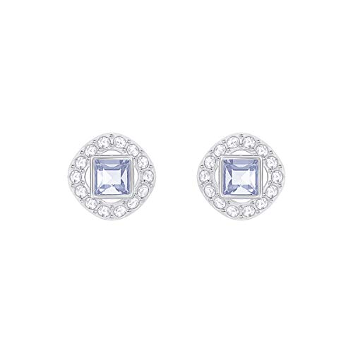 Swarovski Women's Angelic Square Earrings, Brilliant White and Blue Crystals with Rhodium Plated Metal, from the Swarovski Angelic Square Collection