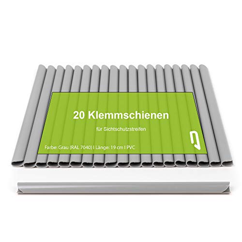TerraUno - Rieles de sujeción para tiras de protección visual premium - 20 unidades de color gris I Clips de fijación I PVC TerraUno - Rieles de sujeción para tiras de protección visual premium - 20 unidades de color gris I Clips de fijación I PVC