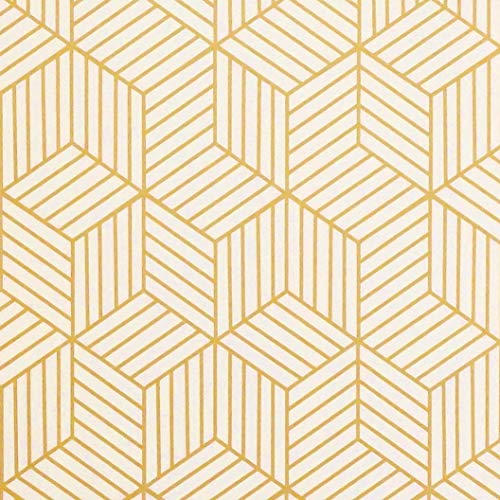 Timeet Papel Pintado Pared Moderno Diseño de Geometría de Color Dorado y Beige, Rayas Doradas, Papel Pintado Autoadhesivo para Muebles,Estantes,Cajón, Vinilo Rollo 45 x 500 cm