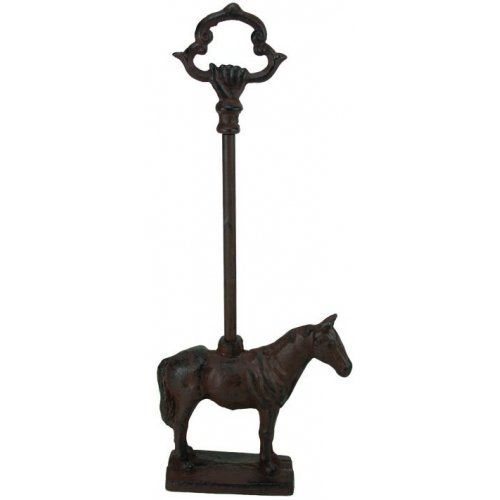 Tope para puerta de caballo con asa, hierro fundido rústico, 45,72 cm