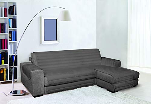 TRENDY Elegant Copri sofá Acolchado, Gris Oscuro, 290 cm