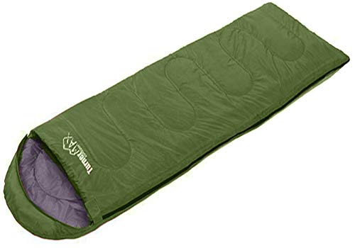 TurnerMAX – Saco de dormir al aire libre para un adulto que va de excursión, camping, envuelta en una bolsa impermeable de cierre rápido, verde