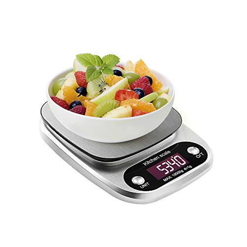 UTEN Báscula Digital de Cocina Balanzas Electrónicas para Alimentos 10kg Máximo Peso con Función de Tara con Gran Pantalla LCD Apagado Automático