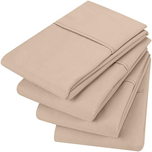 Utopia Bedding Fundas de Almohada (Juegos de 4) - Tejido de Microfibras Suaves de Fácil Cuidado - Resistente al Encogimiento y a la Desvanecimiento (Beige, 50 x 75 cm)