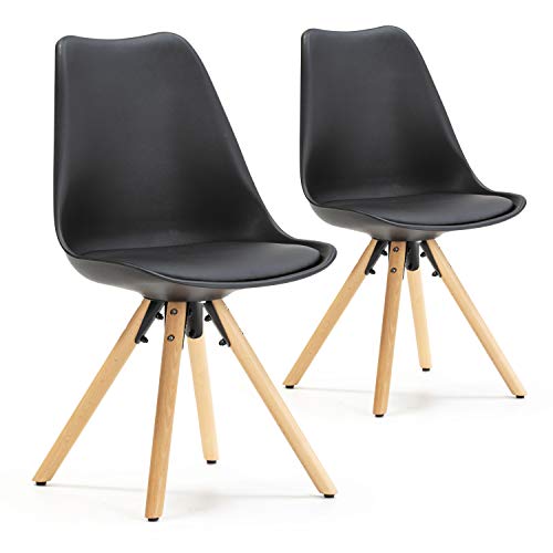 VS Venta-stock Set de 2 sillas Comedor Jeff Estilo nórdico Negro, certificada por la SGS, 54 cm (Ancho) x 49 cm (Profundo) x 84 cm (Alto)
