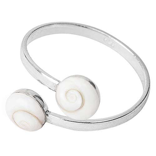 Vurmashop Anillo de Plata deLey 925 con Ojo de Shiva - Piedra Natural Santa Lucía - Concha Natural Marina - Mujer - Diseño Espiral Ajustable - Blanco - Joyería Mediterránea Vurmashop Anillo de Plata deLey 925 con Ojo de Shiva - Piedra Natural Santa Lucía - Concha Natural Marina - Mujer - Diseño Espiral Ajustable - Blanco - Joyería Mediterránea