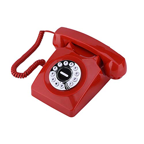 Wendry Vintage Antique Telephone, Teléfono con Cable, Números de Teléfono Antiguos, Teléfono Fijo de Vintage de Estilo Occidental, Teléfono Retro Almacenamiento Clear Sound(Rojo)