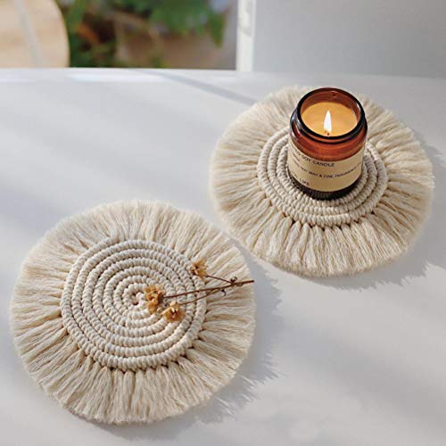WOYAOY Posavasos Redondos Hechos a Mano de algodón Trenzado macramé Posavasos Decorativos, Posavasos Hechos a Mano de macramé, Posavasos de algodón Trenzado Posavasos para Vasos, Vasos, jarrones WOYAOY Posavasos Redondos Hechos a Mano de algodón Trenzado macramé Posavasos Decorativos, Posavasos Hechos a Mano de macramé, Posavasos de algodón Trenzado Posavasos para Vasos, Vasos, jarrones