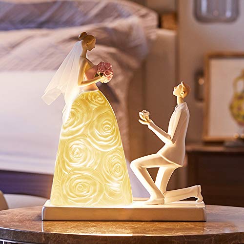 XLTT Regalo de boda para enviar a sus amigos regalos prácticos adornos de habitación de matrimonio, creativa lámpara de dormitorio, decoración del hogar, 25,5 x 13 x 29 cm